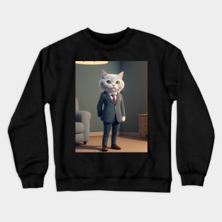 Cat Wearing a Suit - Modern Digital Art Crewneck Sweatshirt